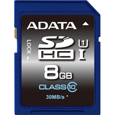 ADATA 8GB SD (SDHC Class 10 UHS-I) (ASDH8GUICL10-R) memória kártya