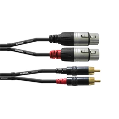 Cordial CFU 3 FC Unbalanced Twin 3m fekete 2x XLR anya - 2x RCA apa kábel