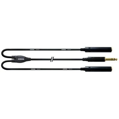 Cordial CFY 0.3 VKK Y-Adapter 0,3m fekete 6,3mm Jack apa - 2x 6,3mm Jack anya kábel