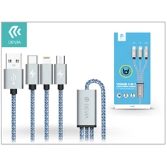 Devia ST995249 VOGUE 3 az 1-ben Micro USB - Lightning - Type-C kék adat és töltőkábel