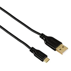 Hama micro USB - USB A 0,75m fekete adatkábel