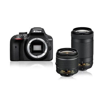Nikon D3400 + AF-P DX 18–55 + AF-P DX 70-300 fekete digitális tükörreflexes fényképezőgép kit