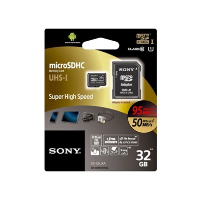 SONY 32GB SD micro (SDHC Class 10 UHS-I U1) (SR32UXA) memória kártya adapterrel