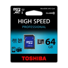 Toshiba MTMS64GXA micro (SDXC Class 10) 64GB memóriakártya adapterrel