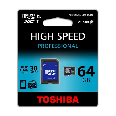 Toshiba MTMS64GXA micro (SDXC Class 10) 64GB memóriakártya adapterrel