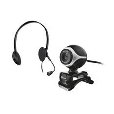 Trust Exis Pack 640x480 mikrofonos fekete fejhallgató + webkamera