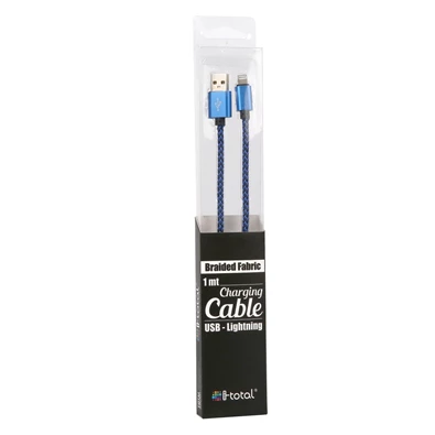 iTotal CM3094BLU 1m Lightning textilborítású királykék kábel