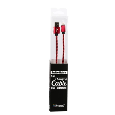 iTotal CM3094R 1m Lightning textilborítású vörös kábel