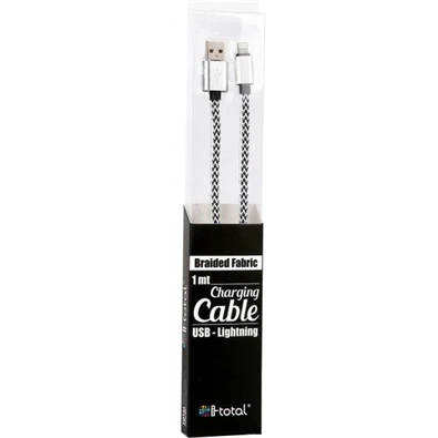 iTotal CM3094W 1m Lightning textilborítású fekete/fehér kábel