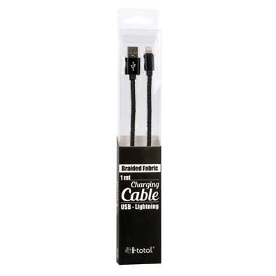 iTotal CM3094 1m Lightning textilborítású fekete kábel