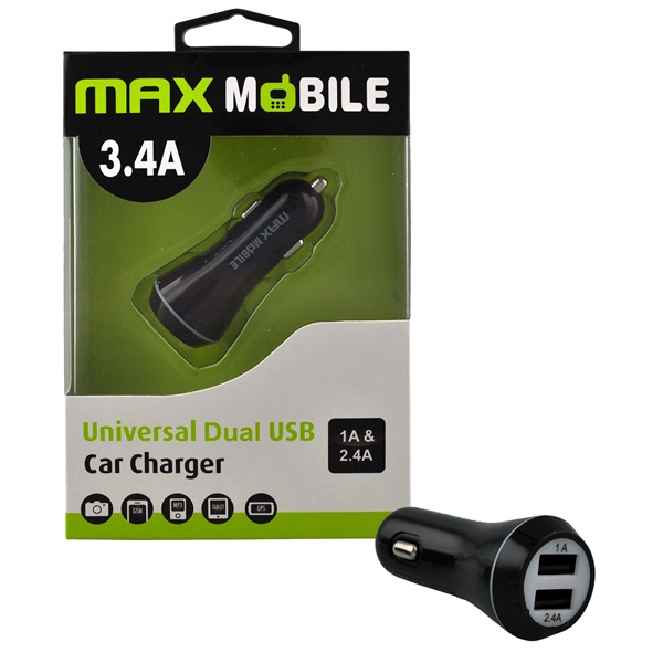 Max Mobile SC 127 3.4A fekete duó USB autós töltő | 576kb Max Mobile SC 127 3.4A fekete duó USB autós töltő | 576kb