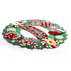 3D karácsonyi koszorú mintás/39x39cm/zöld karton dekoráció