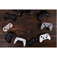 8BitDo USB Wireless Adapter 2, Nintendo Switch/Switch 2, Mobil, Xbox, PC, PlayStation, fekete kontroller adapter