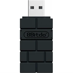 8BitDo USB Wireless Adapter 2, Nintendo Switch/Switch 2, Mobil, Xbox, PC, PlayStation, fekete kontroller adapter