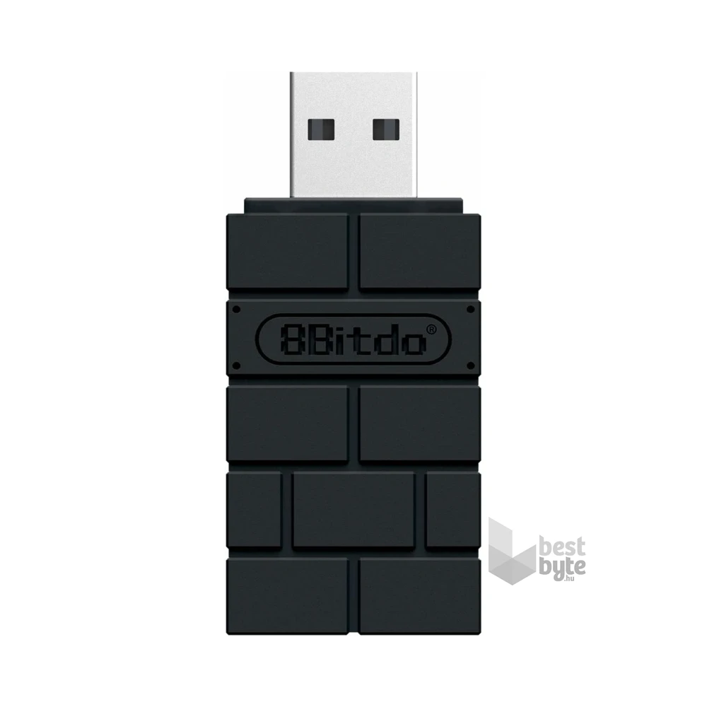 8BitDo USB Wireless Adapter 2, Nintendo Switch/Switch 2, Mobil, Xbox, PC, PlayStation, fekete kontroller adapter