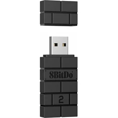 8BitDo USB Wireless Adapter 2, Nintendo Switch/Switch 2, Mobil, Xbox, PC, PlayStation, fekete kontroller adapter