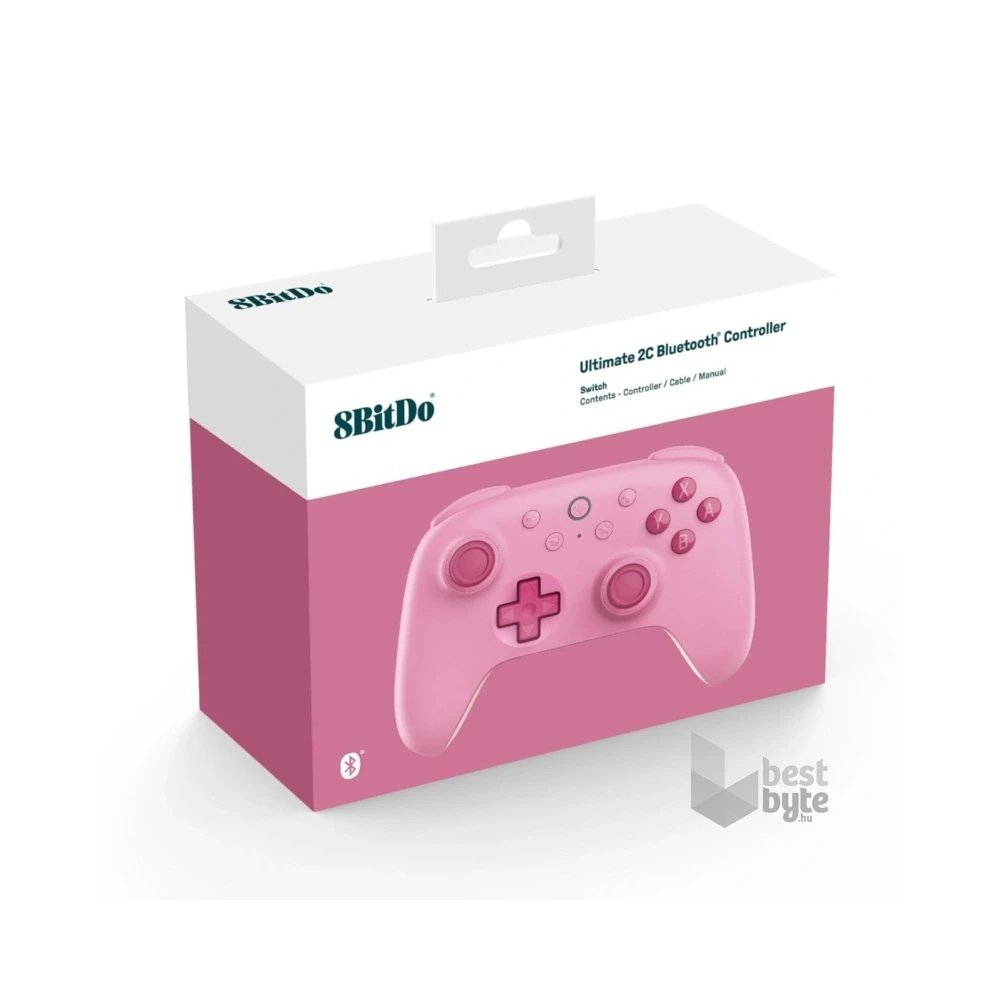 8BitDo Ultimate 2C Nintendo Switch / Switch 2 Hall-Effect pink vezeték nélküli kontroller