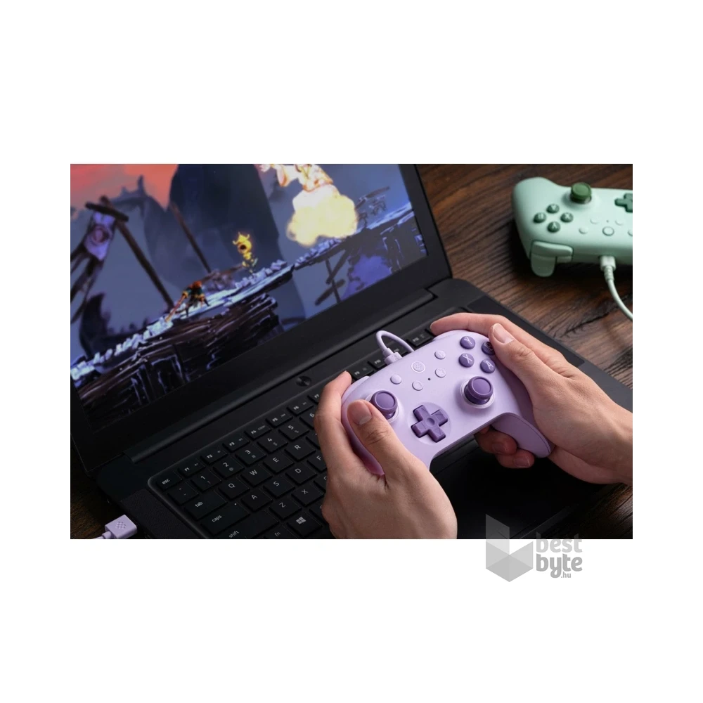 8BitDo Ultimate 2C Wired, PC (Windows), Mobil (Android), 1000Hz, Hall-Effect, lila vezetékes kontroller