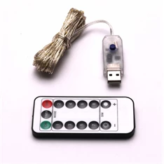 8 programos 10m/távirányítós/meleg fehér/100db LED-es/USB-s fénydekoráció