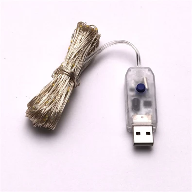 8 programos 10m/távirányítós/meleg fehér/100db LED-es/USB-s fénydekoráció