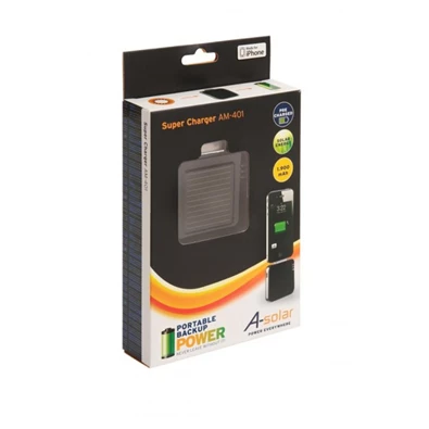 A-Solar Solar Super Charger napelemes töltő, iPod/iPhone, 1900 mAh-s akkumulátorral