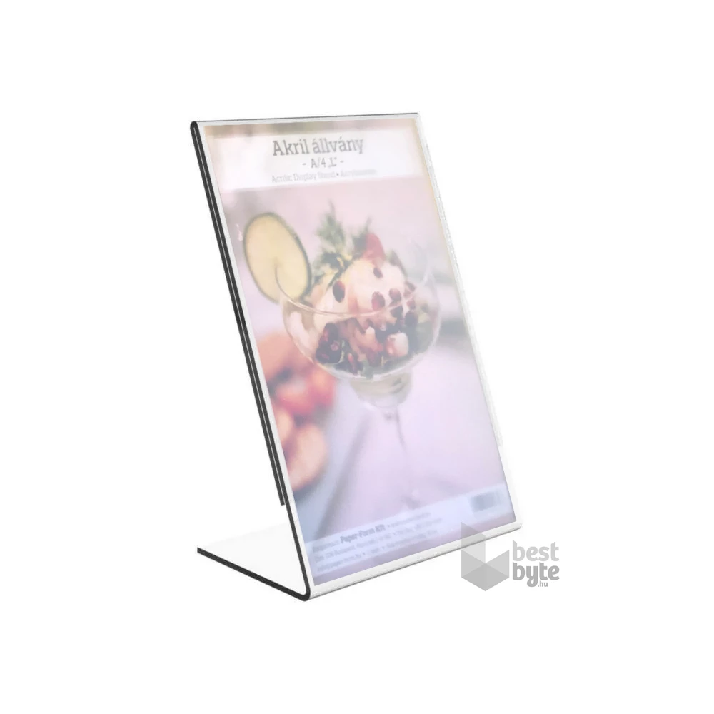 A4 "L" 2mm víztiszta akril laptartó