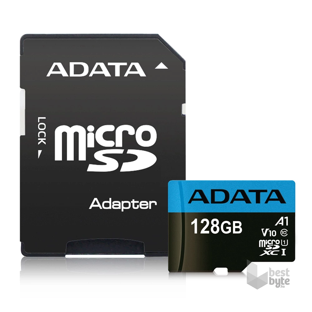 ADATA 128GB SD micro Premier (SDXC Class 10 UHS-I) (AUSDX128GUICL10A1-RA1) memóriakártya adapterrel