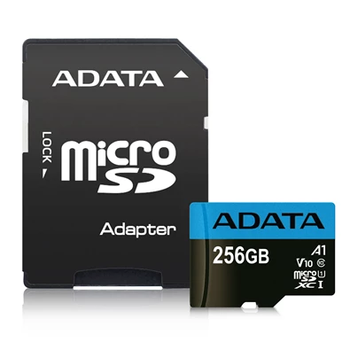 ADATA 256GB SD micro Premier (SDXC Class 10 UHS-I) (AUSDX256GUICL10A1-RA1) memória kártya adapterrel