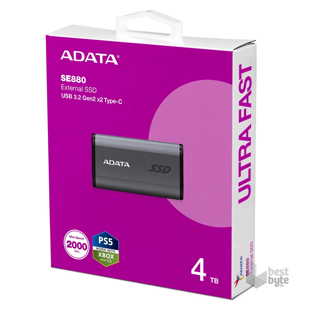 ADATA 4TB USB 3.2 Gen2x2 SE880 (AELI-SE880-4TCGY) szürke külső SSD