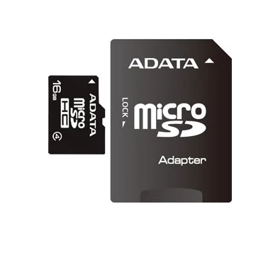 ADATA 16GB SD micro (SDHC Class 4) (AUSDH16GCL4-RA1) memória kártya adapterrel