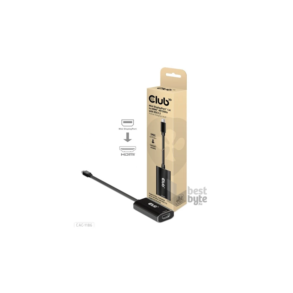 Club3D Mini DisplayPort 1.4 to HDMI 4K120Hz with DSC1.2 Active Adapter M/F