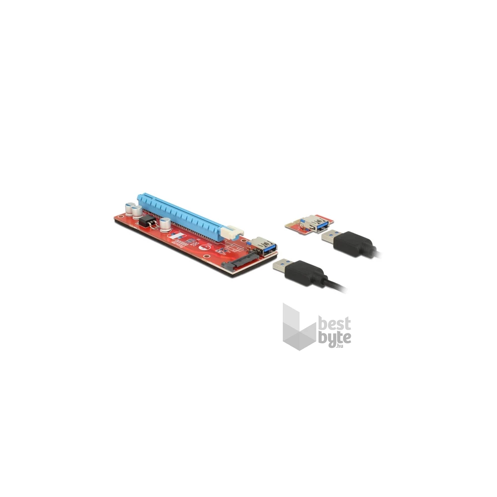 ADA Delock 41423 Bővítőkártya PCI Express x1 > PCI Express x16 + USB-kábellel - 60cm