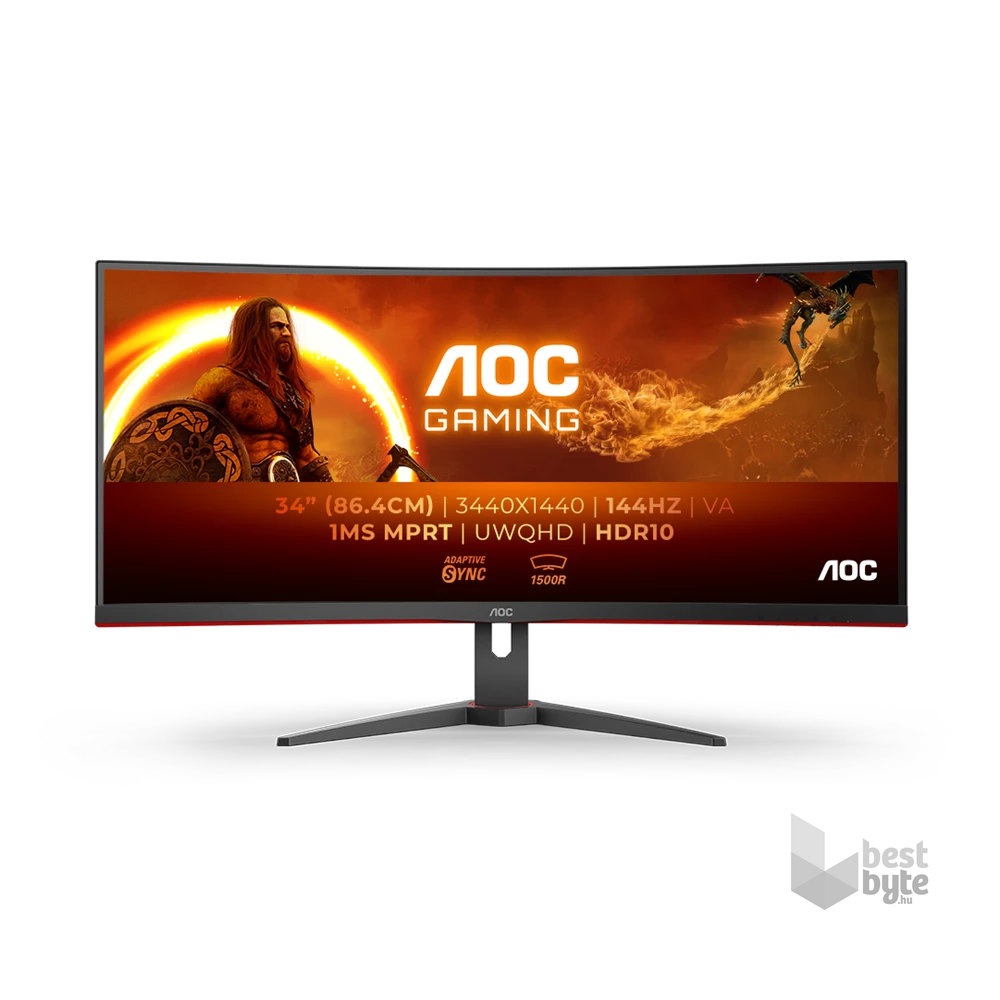 AOC 34" CU34G2XE/BK UWQHD VA 144Hz DP/HDMI/USB ívelt gamer monitor