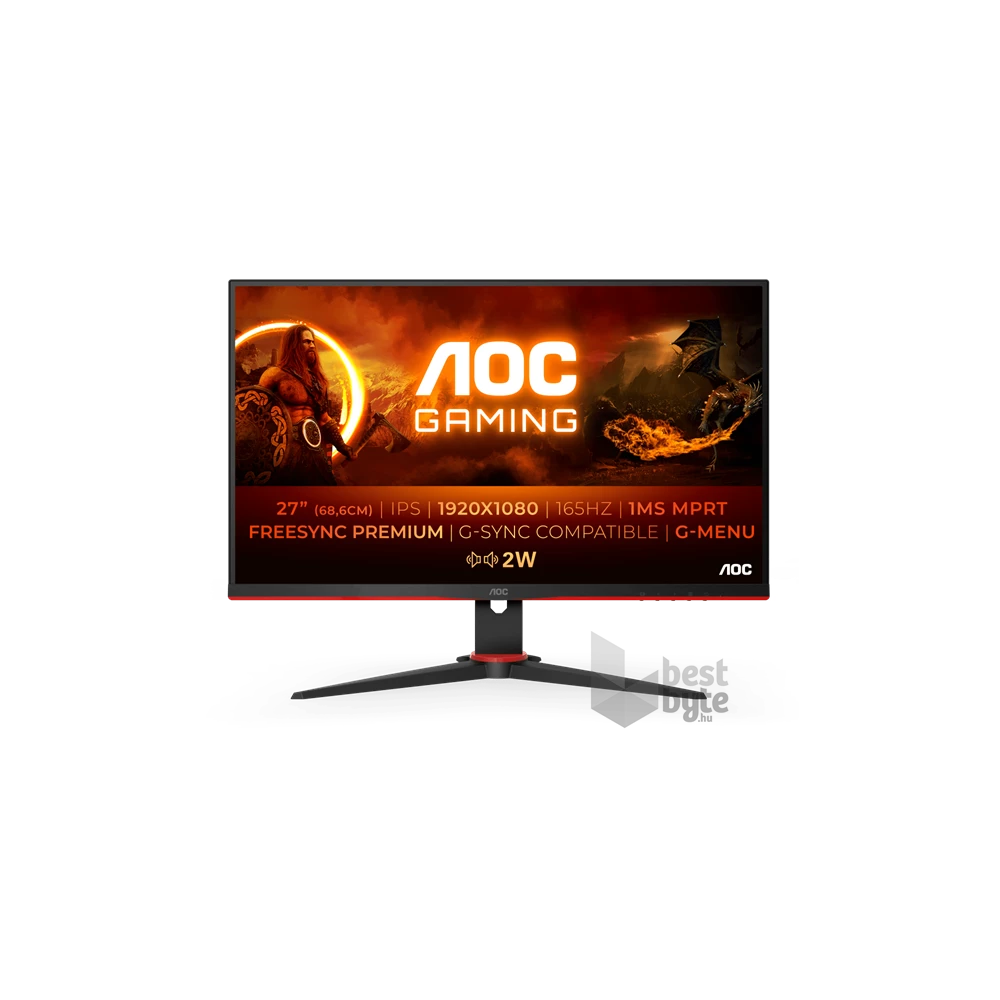 AOC 27" 27G2SPAE/BK FHD IPS 165Hz HDMI/DP/VGA gamer monitor