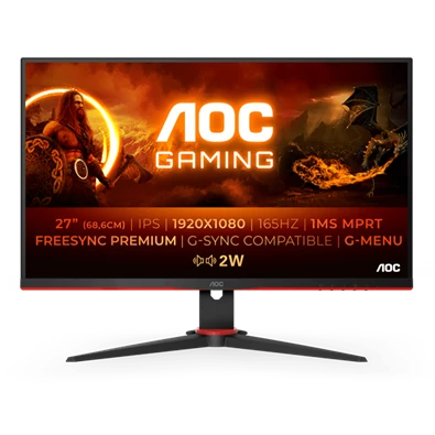 AOC 27" 27G2SPAE/BK FHD IPS 165Hz HDMI/DP/VGA gamer monitor
