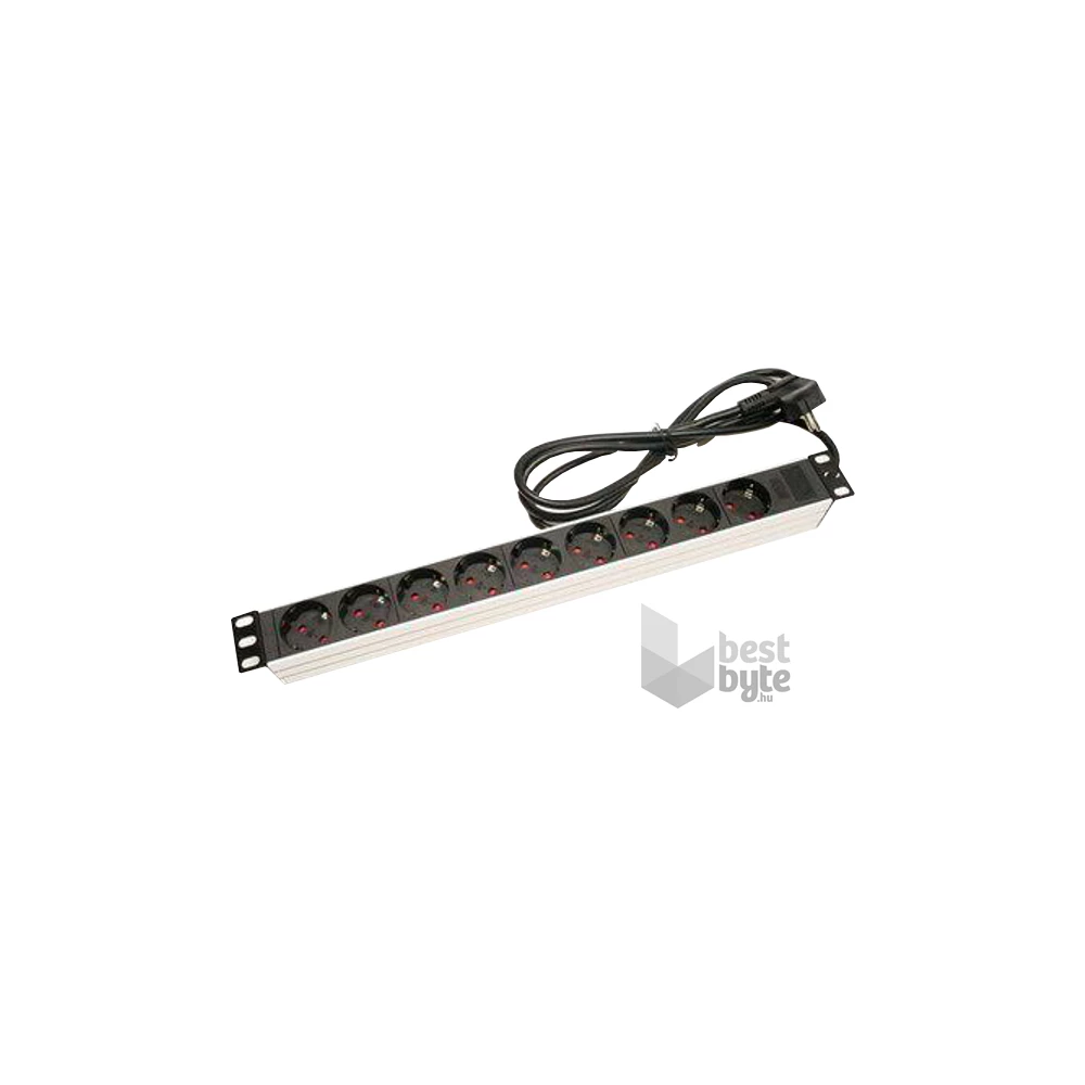 APower 1U 19" fekete/alu 9-es elektromos elosztó