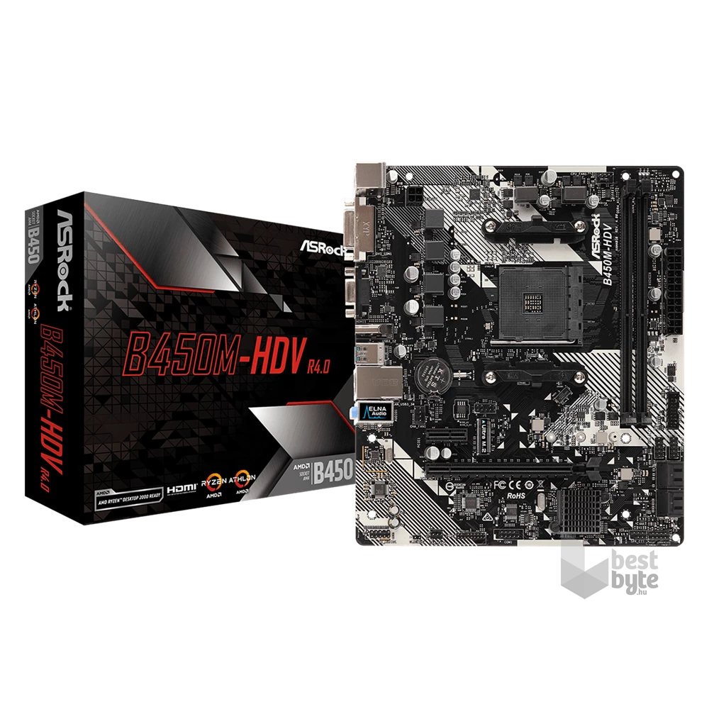 ASRock B450M-HDV R4.0 AMD B450 SocketAM4 mATX alaplap