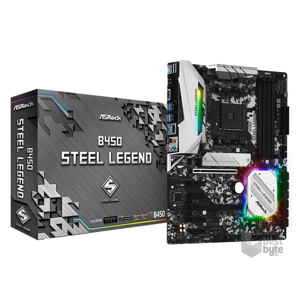 ASRock B450 STEEL LEGEND AMD B450 SocketAM4 ATX alaplap