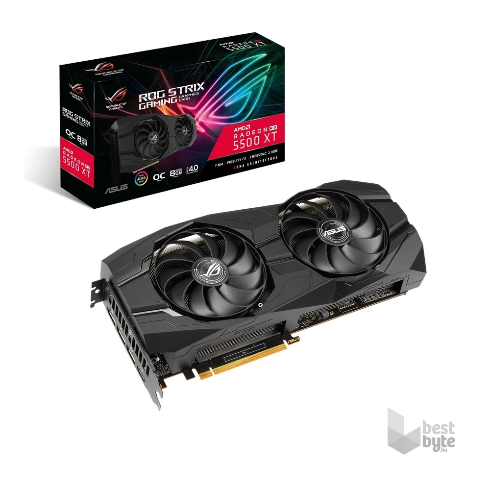 ASUS ROG-STRIX-RX5500XT-O8G-GAMING AMD 8GB GDDR6 128bit PCIe videókártya
