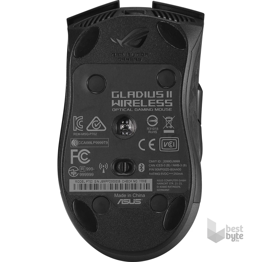 ASUS ROG Gladius II fekete vezeték nélküli gamer egér