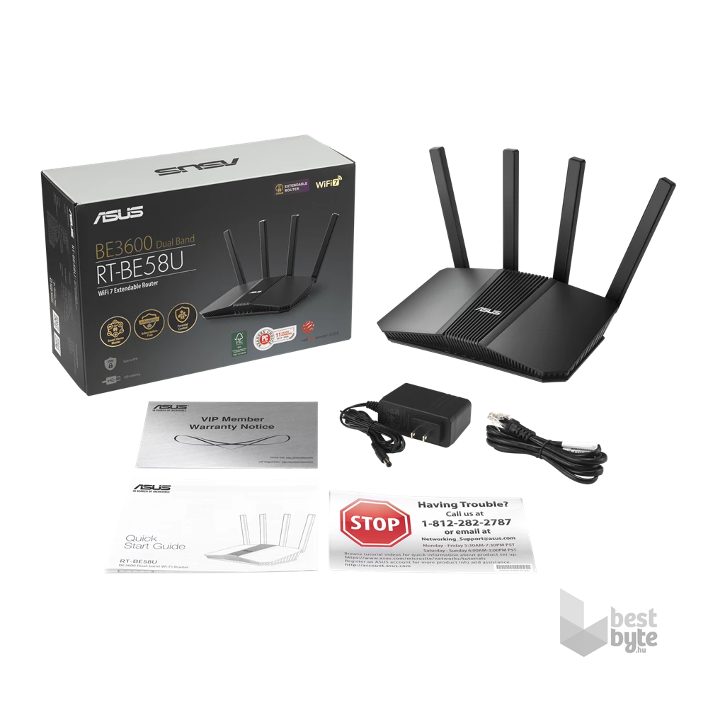 ASUS RT-BE58U 688+2882Mbps fekete vezeték nélküli router