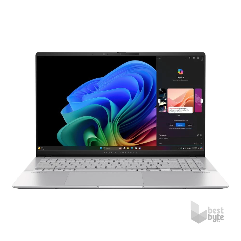 ASUS Vivobook S15 S5507QA-MA001W laptop (15,6"2,8K/Snapdragon X Elite 12 Mag/Int.VGA/32GB RAM/1TB/Win11) - ezüst