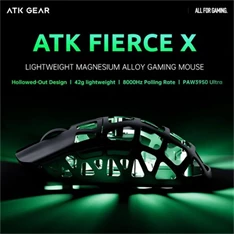 ATK Fierce X 8K USB vezeték nélküli fehér optikai gamer egér