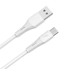 AVAX CB3301 18W USB-A – USB-C gyorstöltő szilikon kábel, 1.5 m, fehér