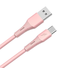 AVAX CB3303 18W USB-A – USB-C gyorstöltő szilikon kábel, 1.5 m, rózsaszín