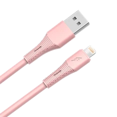 AVAX CB3306 USB-A – Lightning szilikon töltőkábel, 1.5 m, rózsaszín