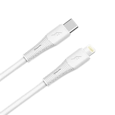 AVAX CB3310 27W USB-C – Lightning gyorstöltő szilikon kábel, 1.5 m, fehér