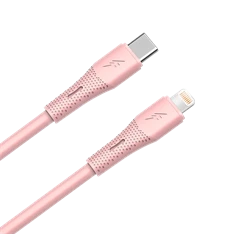 AVAX CB3312 27W USB-C – Lightning gyorstöltő szilikon kábel, 1.5 m, rózsaszín
