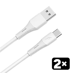 AVAX CB4301 2x 18W USB-A – USB-C gyorstöltő szilikon kábel csomag, 1.5 m, fehér