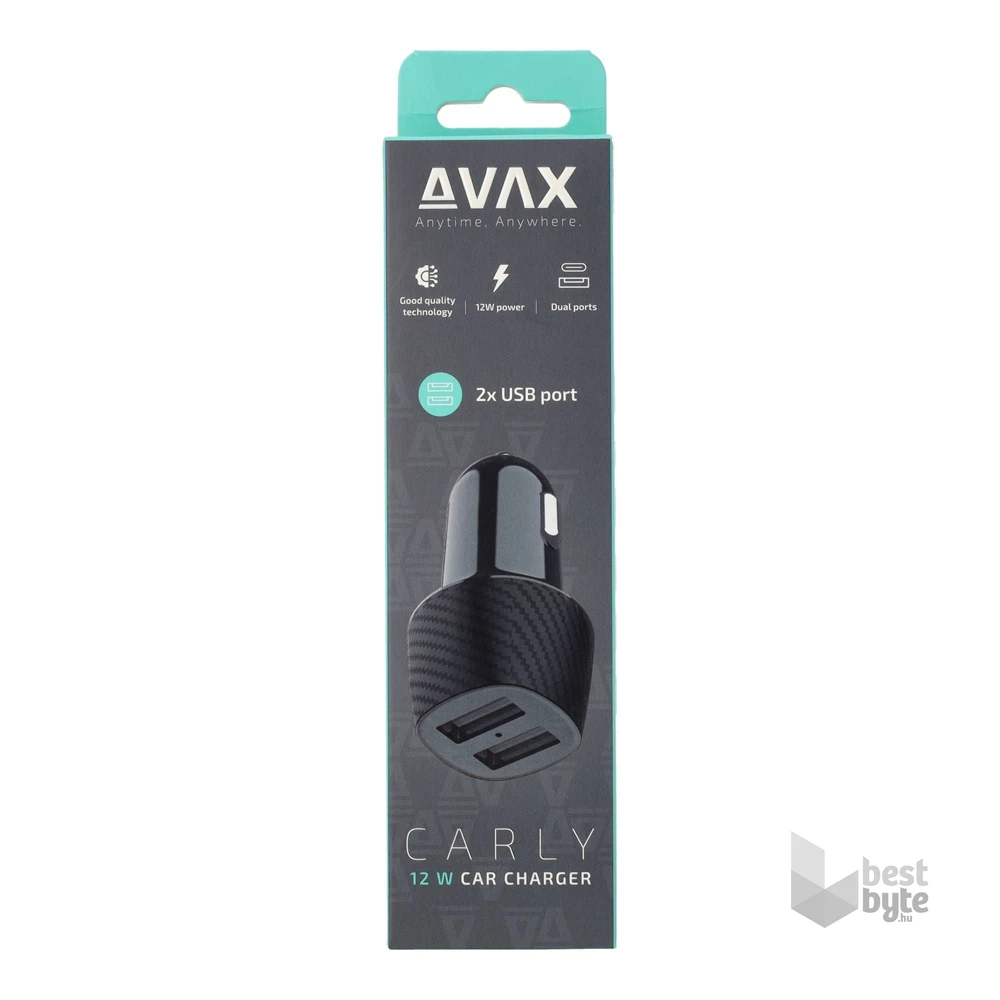 AVAX CC601B CARLY+ 40W USB A (QC)+Type C (PD) fekete autós gyorstöltő